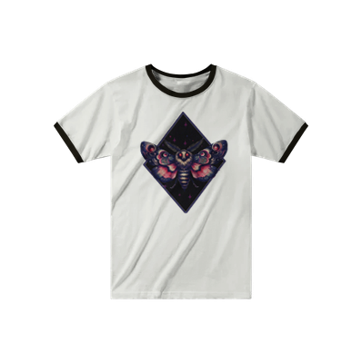 Beautiful Moth | Unisex Ringer T-shirt  White and Black