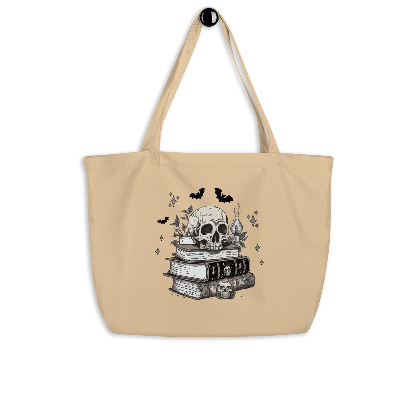 Skull & Books Large organic tote bag | Eco Tote