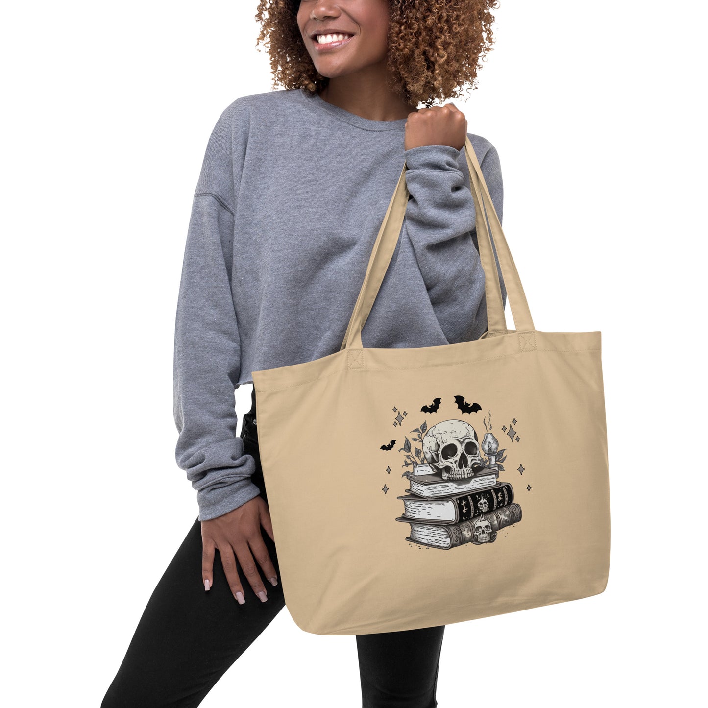 Skull & Books Large organic tote bag | Eco Tote