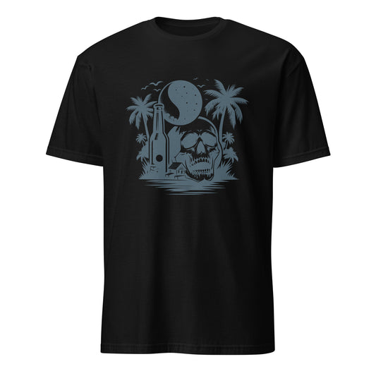 Skull & Beach with Bottle Graphic Short-Sleeve Unisex T-Shirt