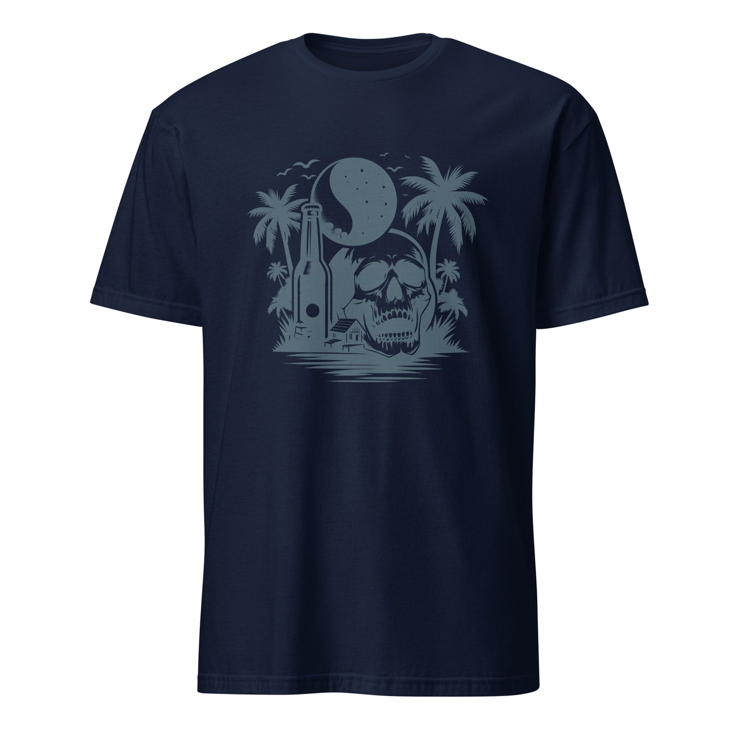 Skull & Beach with Bottle Graphic Short-Sleeve Unisex T-Shirt