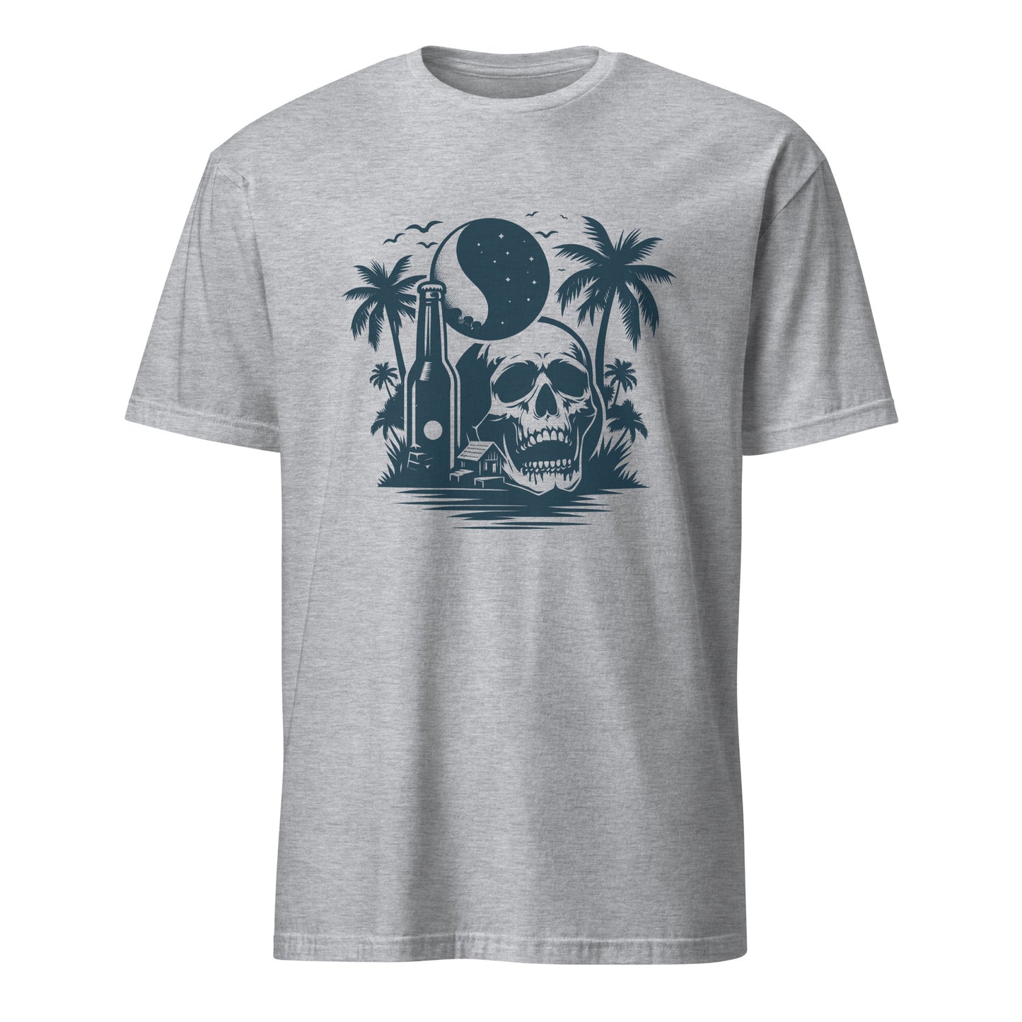 Skull & Beach with Bottle Graphic Short-Sleeve Unisex T-Shirt