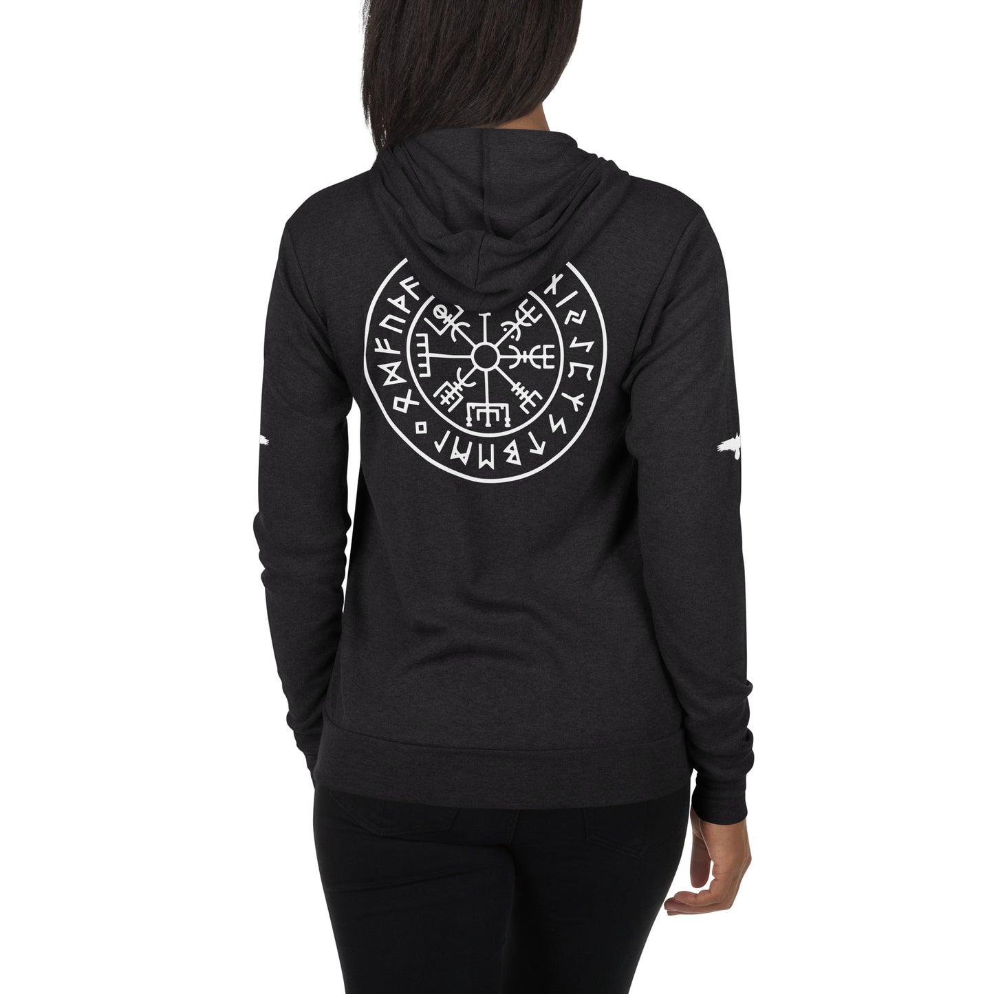 Rune Wheel & Viking Compass Unisex zip hoodie