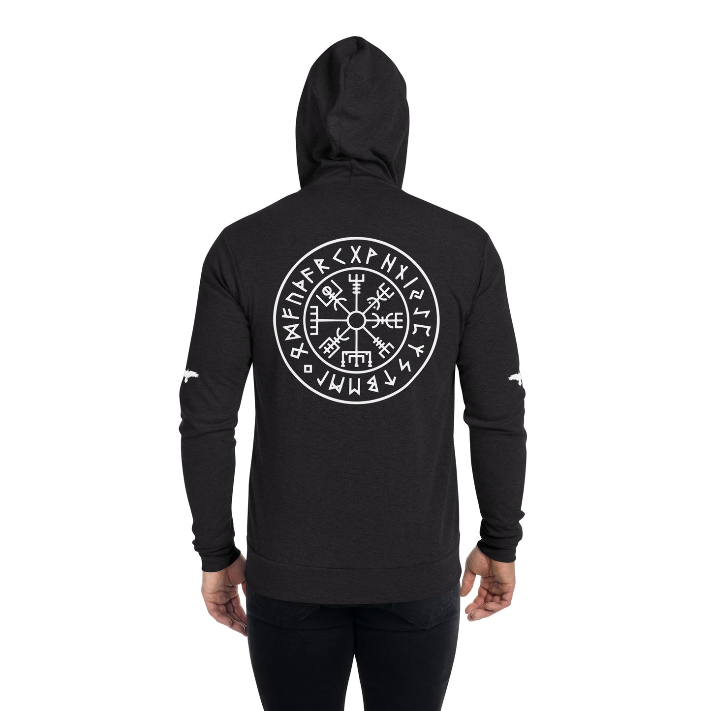 Rune Wheel & Viking Compass Unisex zip hoodie