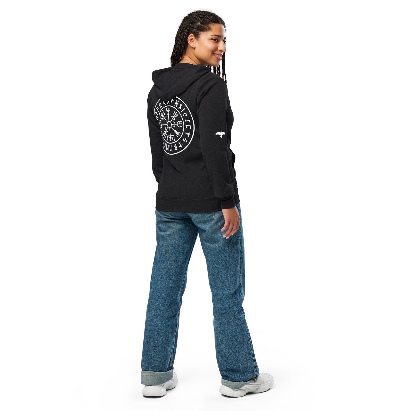 Rune Wheel & Viking Compass Unisex zip hoodie