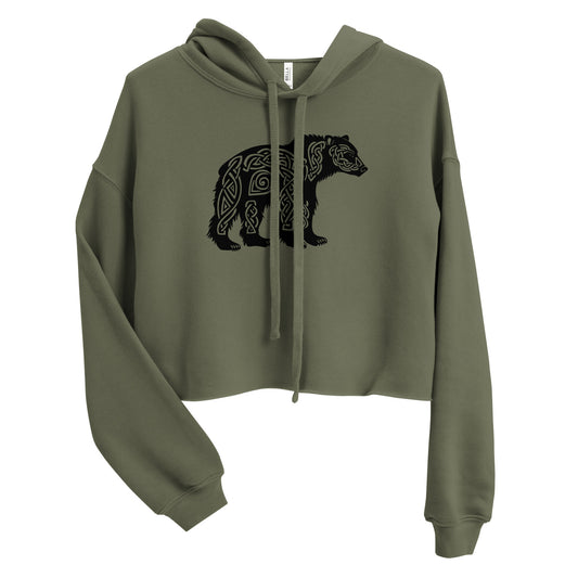 Tribal Bear Graphic Crop Hoodie