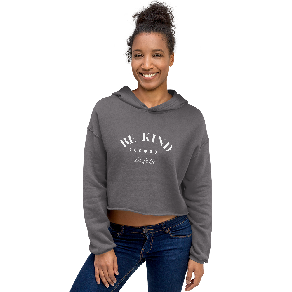 Be Kind Let It Be Graphic Crop Hoodie