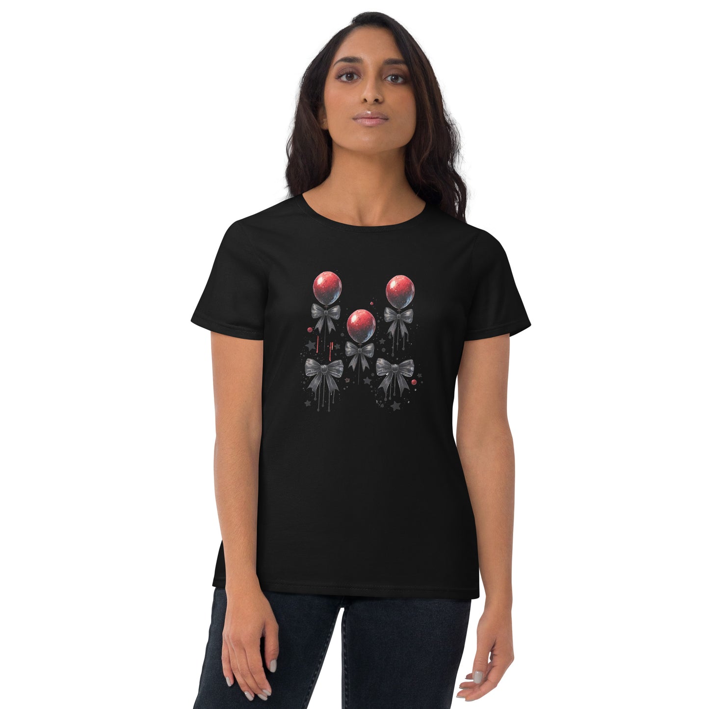 Halloween Red Balloons & Bows | Women's short sleeve t-shirt | Soft Tee