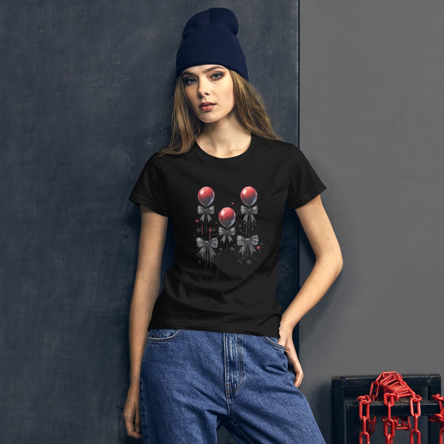 Halloween Red Balloons & Bows | Women's short sleeve t-shirt | Soft Tee