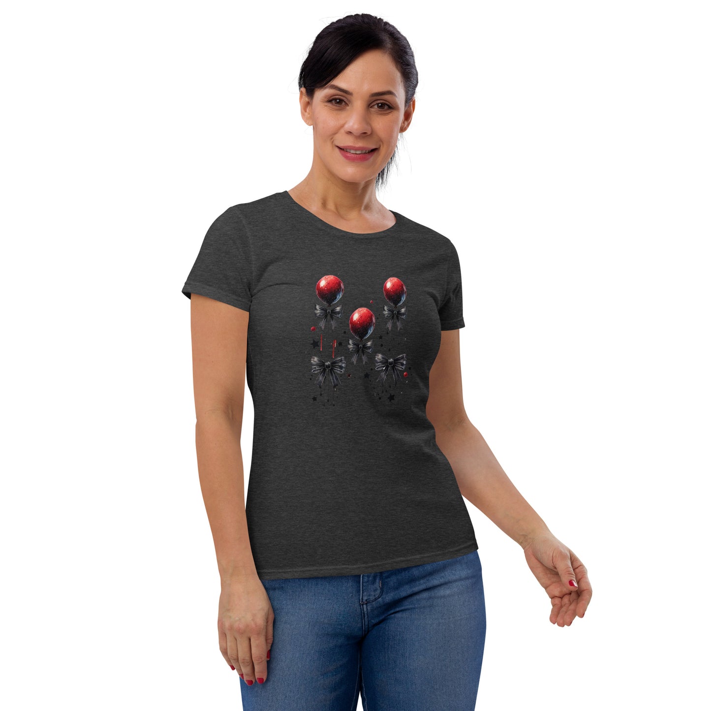 Halloween Red Balloons & Bows | Women's short sleeve t-shirt | Soft Tee