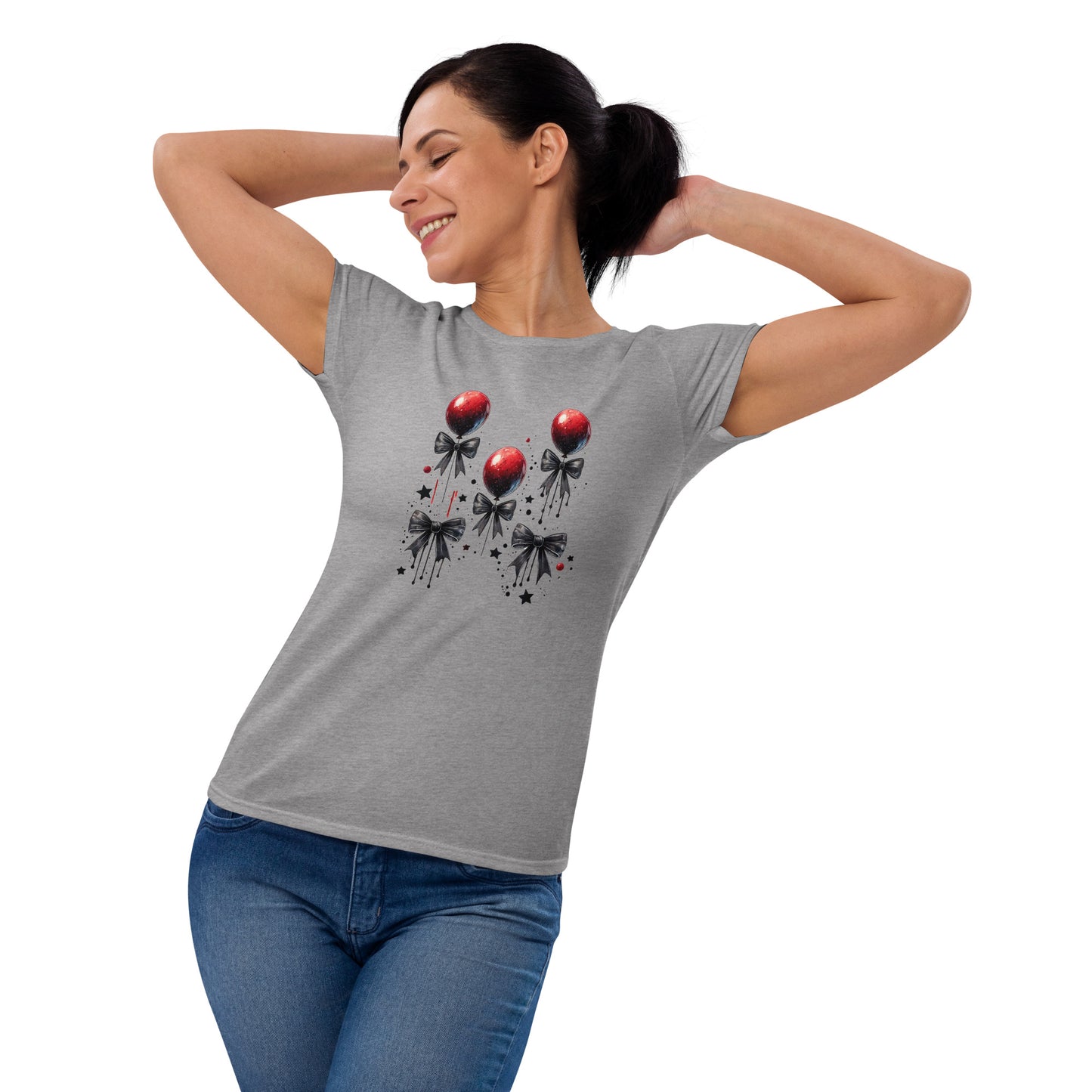 Halloween Red Balloons & Bows | Women's short sleeve t-shirt | Soft Tee