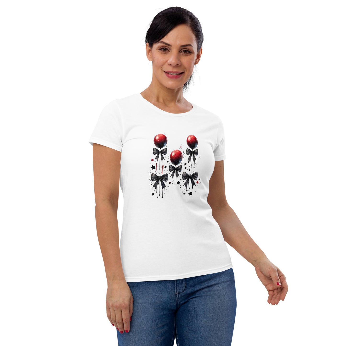 Halloween Red Balloons & Bows | Women's short sleeve t-shirt | Soft Tee