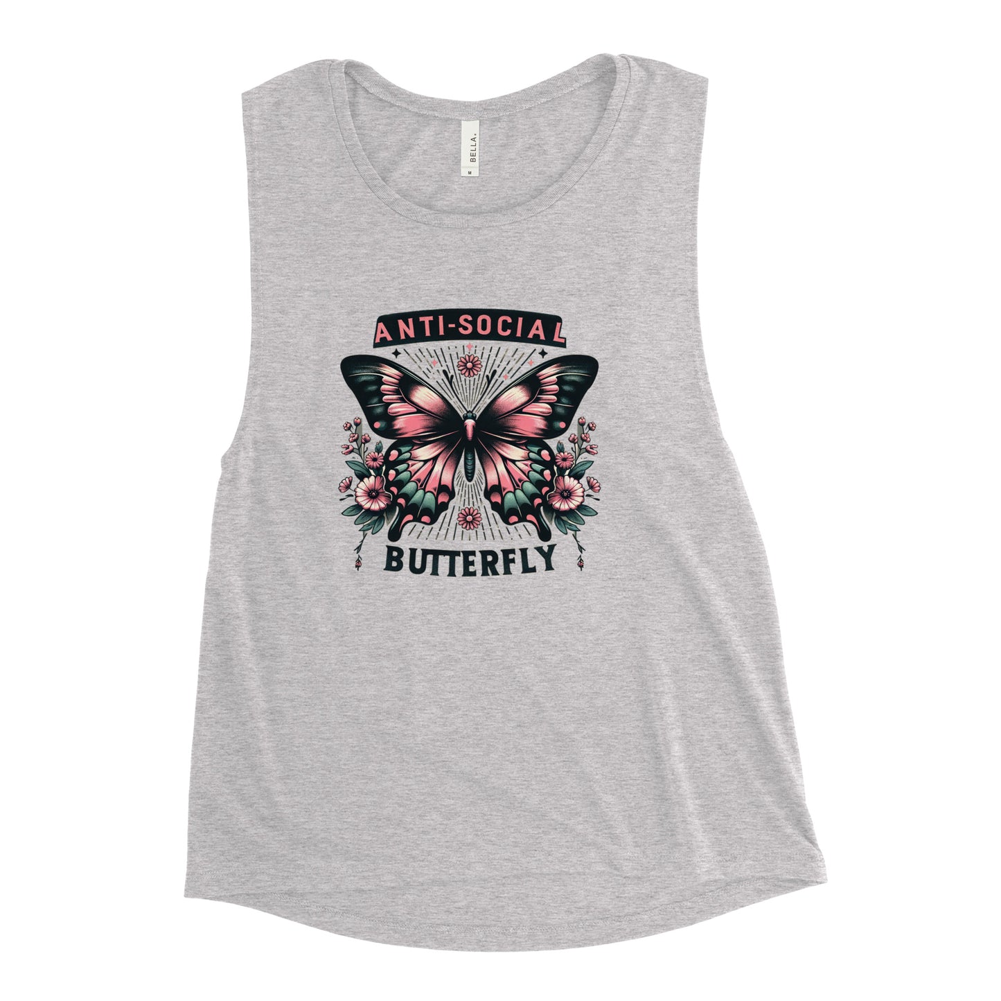 Anti Social Butterfly Graphic | Ladies’ Muscle Tank