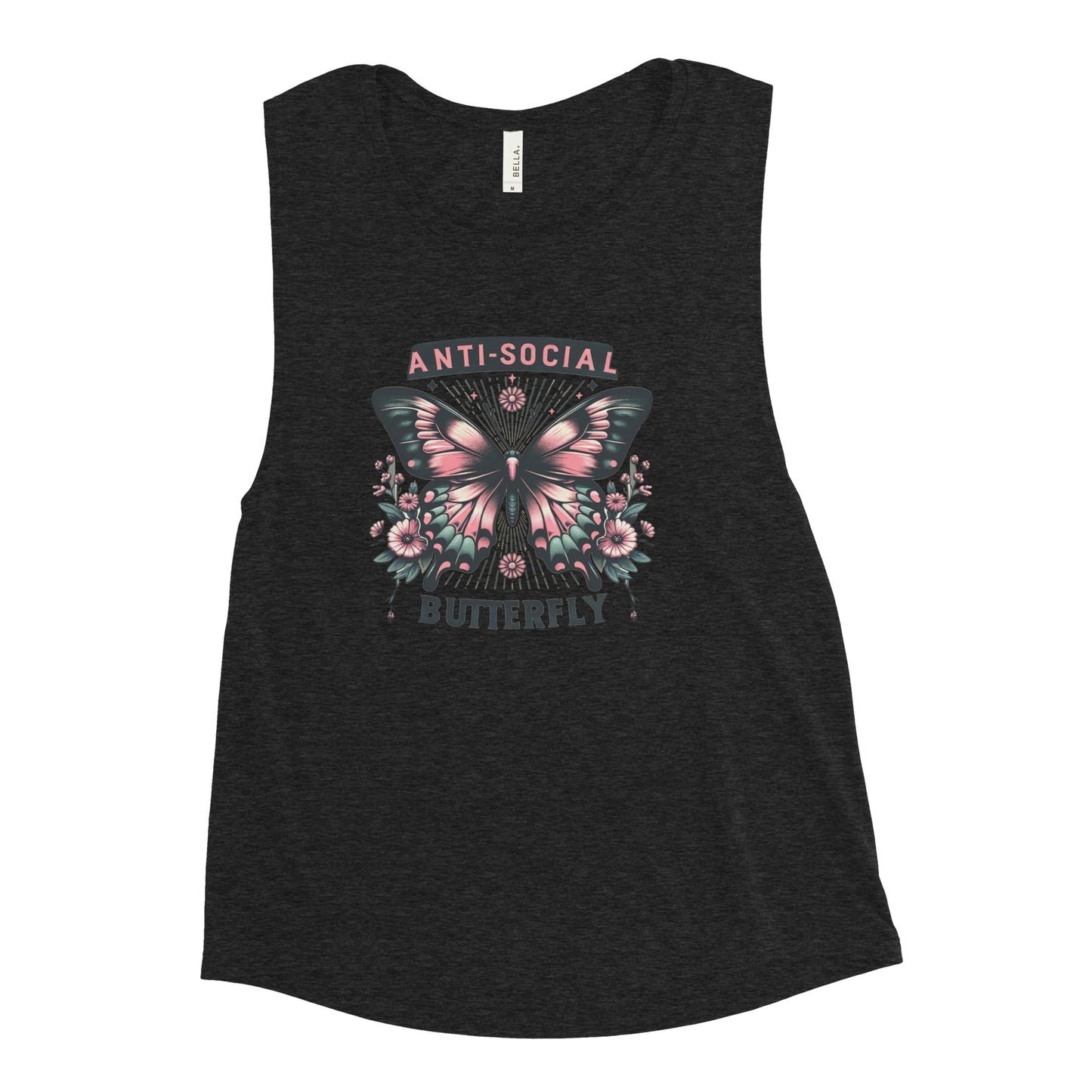 Anti Social Butterfly Graphic | Ladies’ Muscle Tank