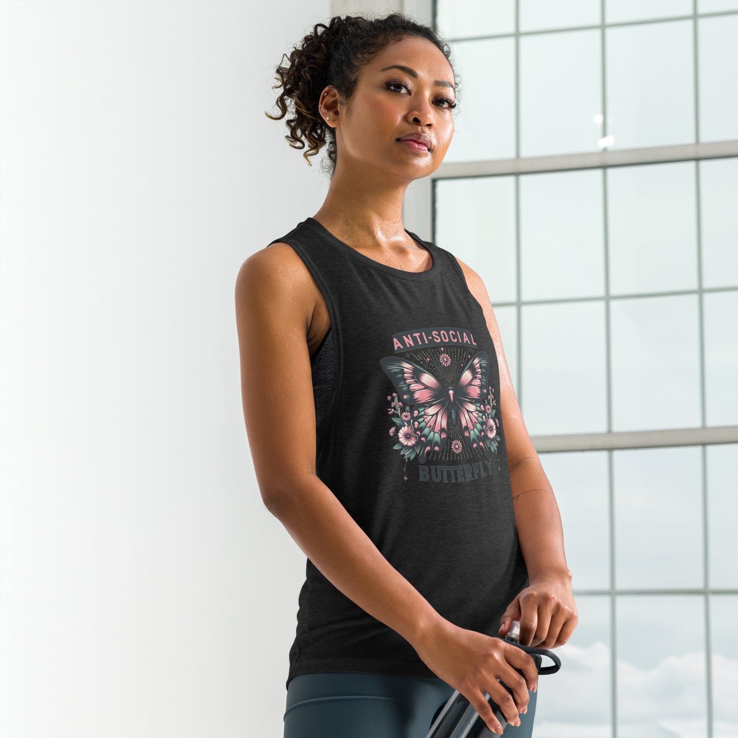 Anti Social Butterfly Graphic | Ladies’ Muscle Tank