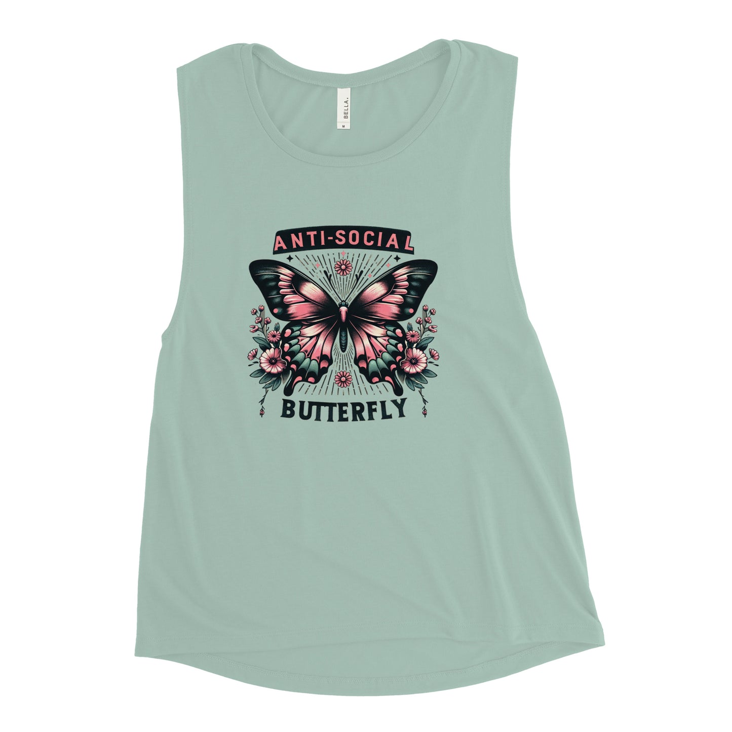 Anti Social Butterfly Graphic | Ladies’ Muscle Tank