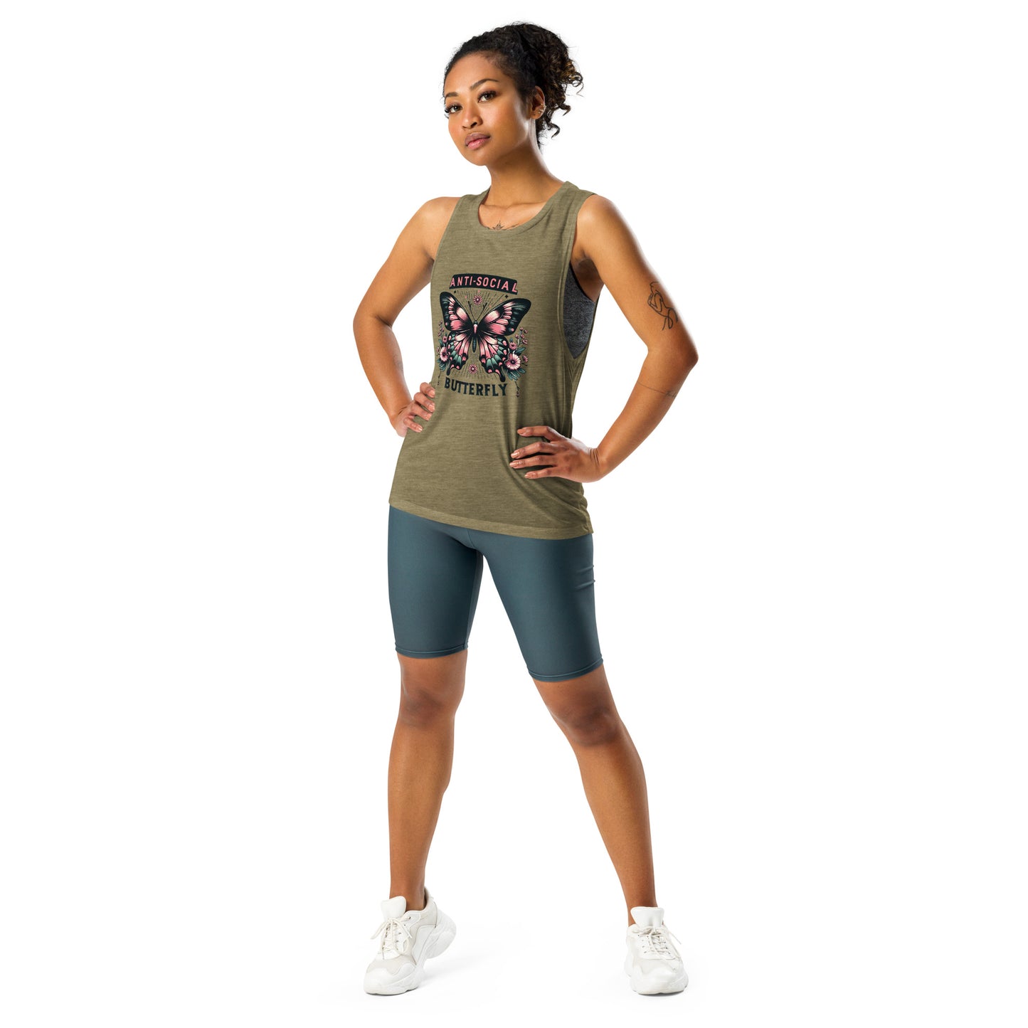 Anti Social Butterfly Graphic | Ladies’ Muscle Tank