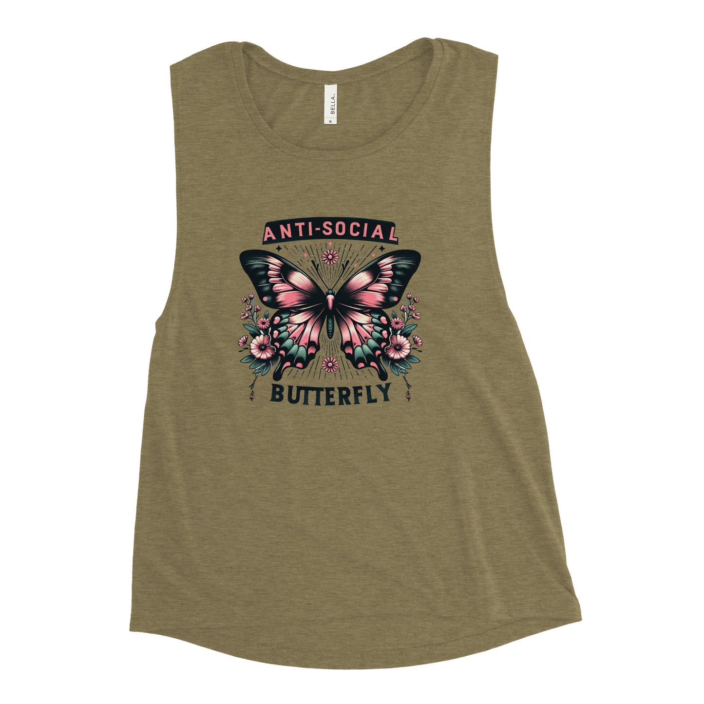 Anti Social Butterfly Graphic | Ladies’ Muscle Tank