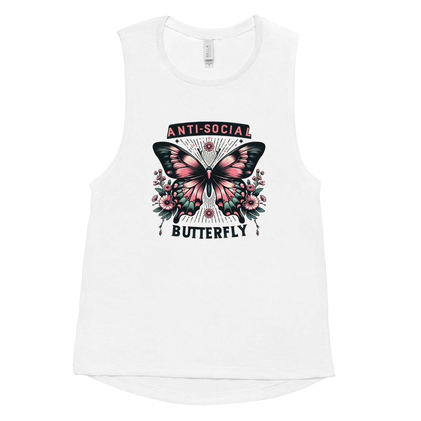 Anti Social Butterfly Graphic | Ladies’ Muscle Tank