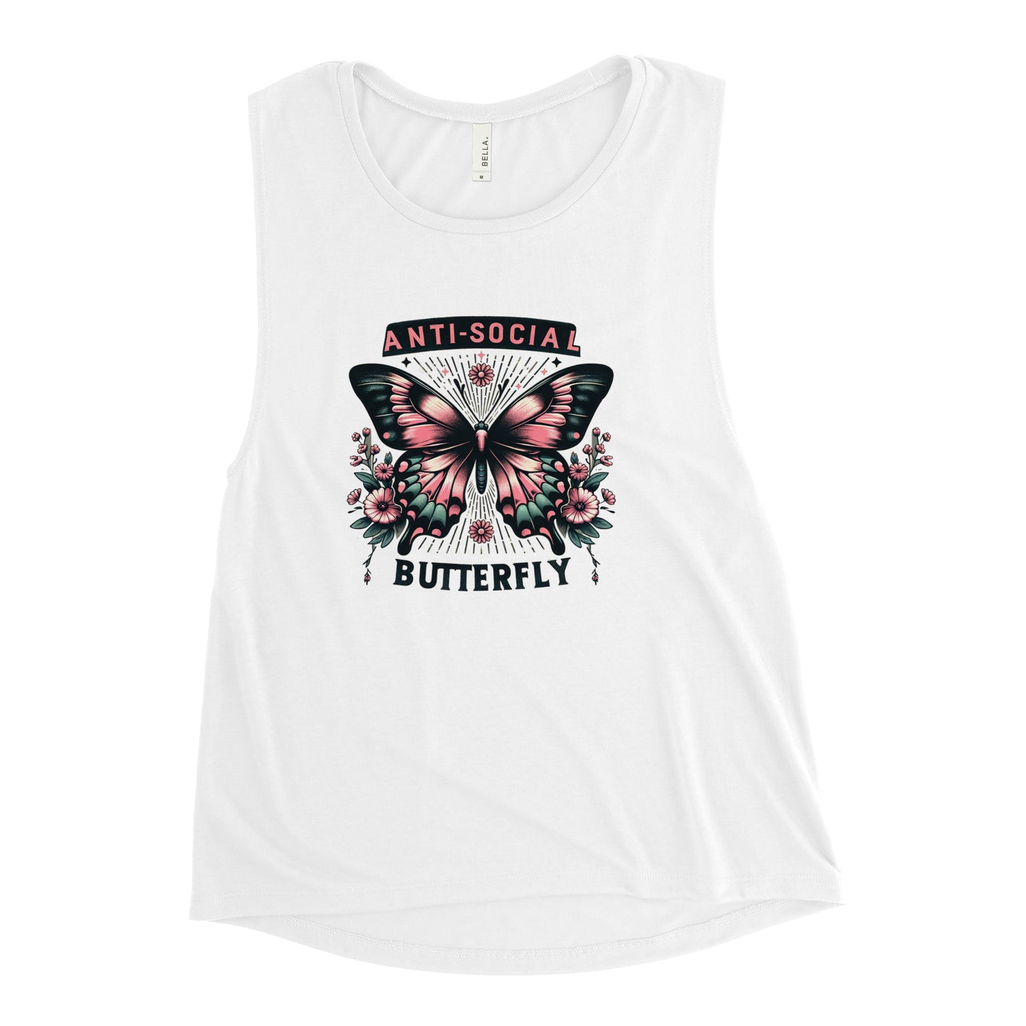 Anti Social Butterfly Graphic | Ladies’ Muscle Tank