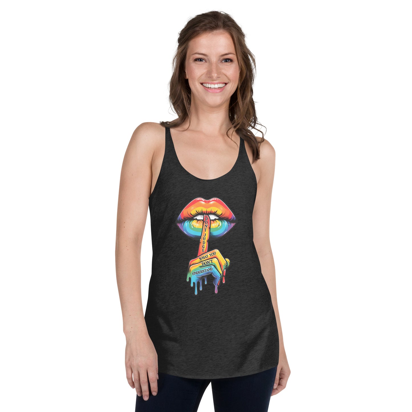 Don't Judge What You Don't Understand | Graphic Women's Racerback Tank | Pride